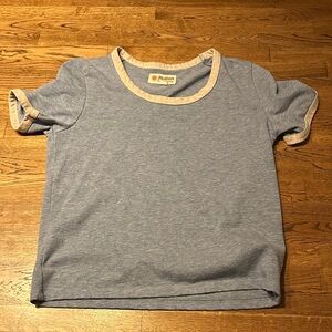 Mollusk Heather Blue Tee with Tan Trim